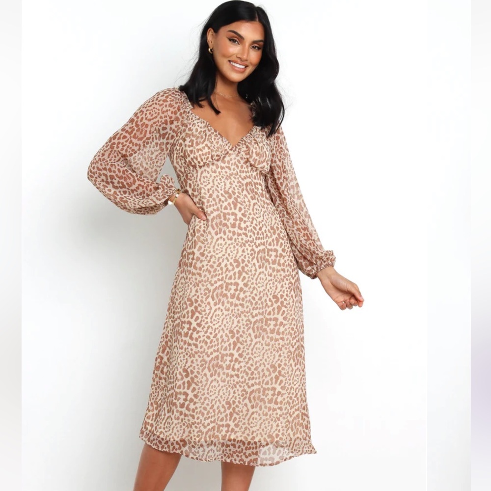 Animal Print V Neck Dress